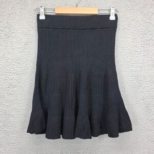 Free People Black Ribbed Circle Skirt